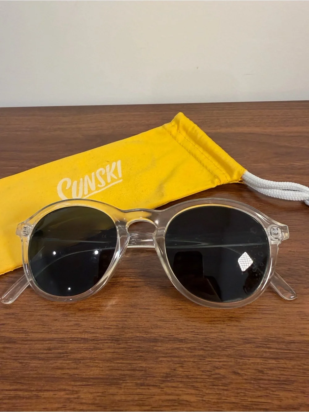 Sunski Clear Round Frame Sunglasses with Black Lenses